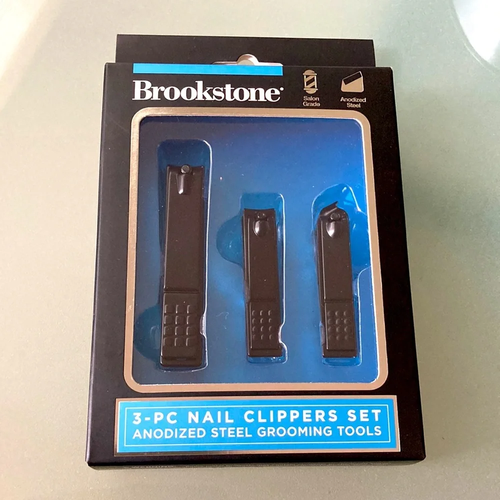 NIB BROOKSTONE Three-Piece Nail Clipper Set